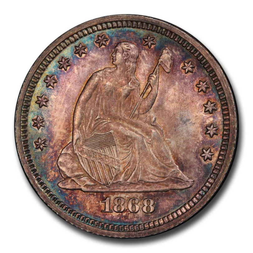 1868年 シーテッド リバティ クォーター ダラー 銀貨 25セント