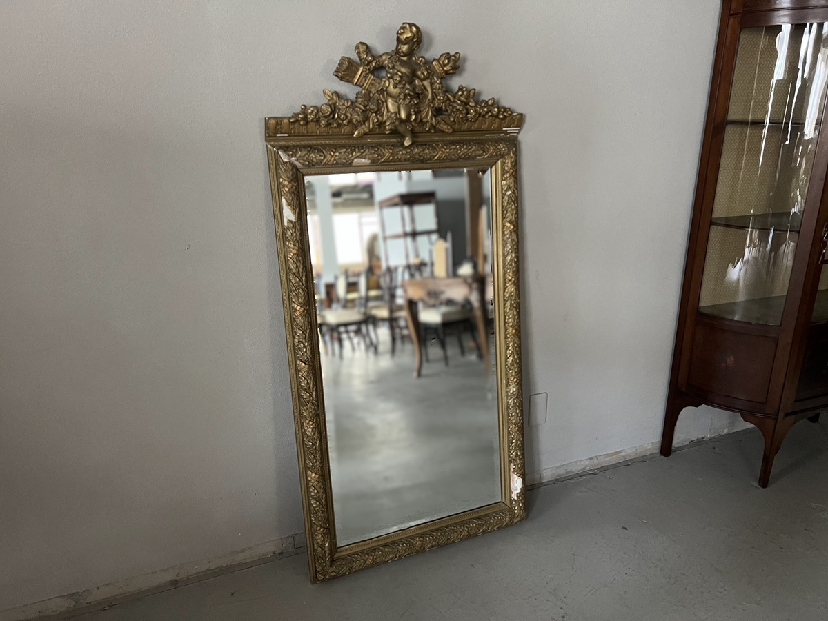 フランス ルイ16世様式 エンジェル装飾の大きなミラー 6533 | ミラー