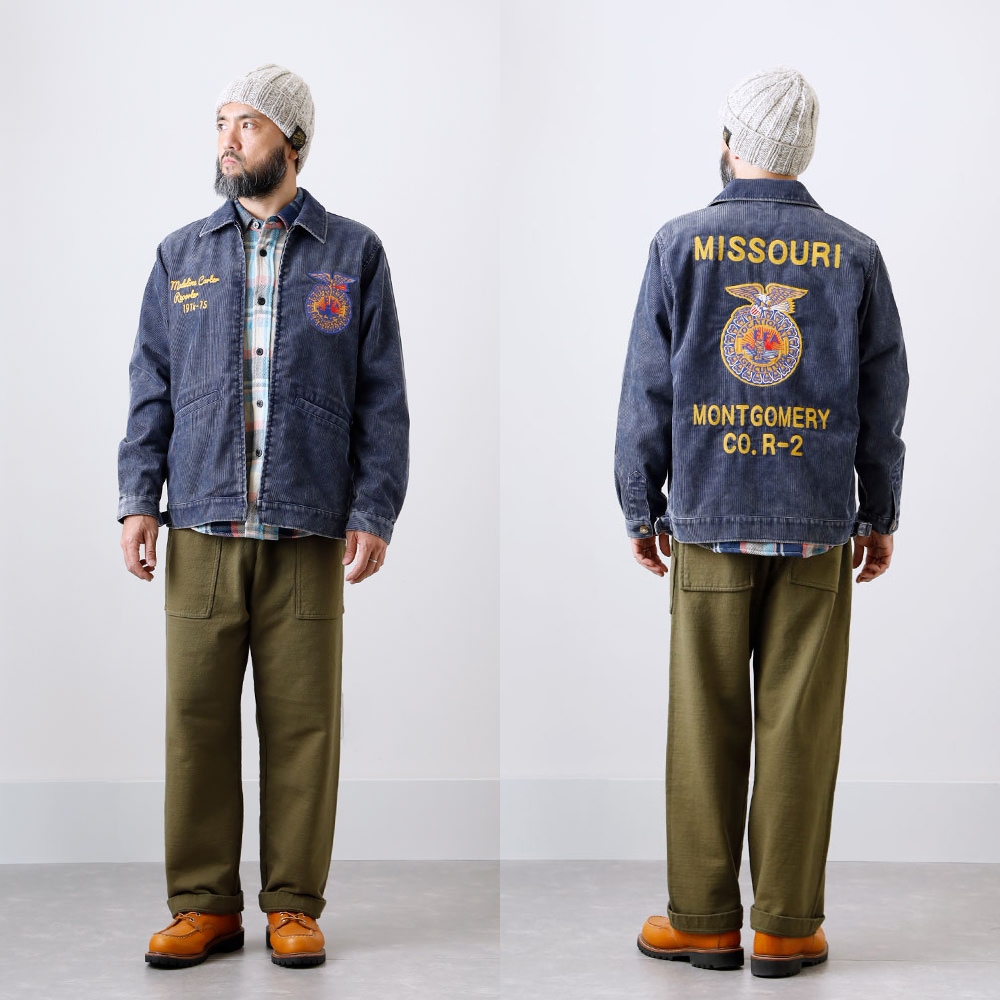 FFAジャケット　古着 古着 80-90s 「WISCONSIN」 豪華 チェーン 太畝 コーデュロイ FFA