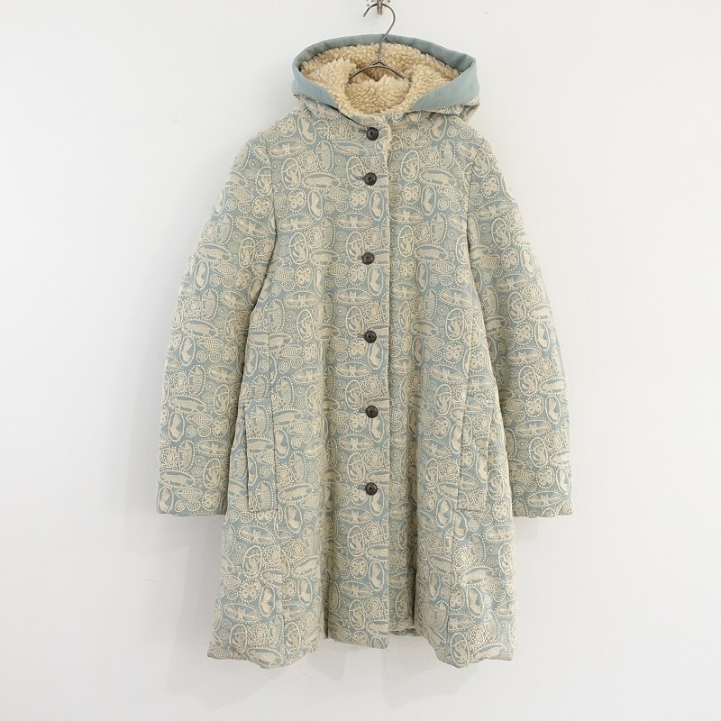 ミナペルホネン mina perhonen jungle relief フード付刺しゅうダウン