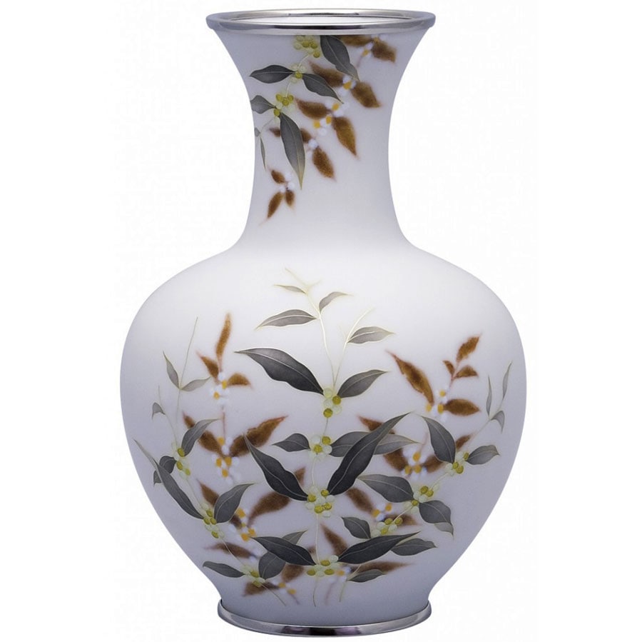 七宝焼き 花瓶（田村丈雅 作） 90号 かぶら型(H27) 白磁式部 | 花瓶