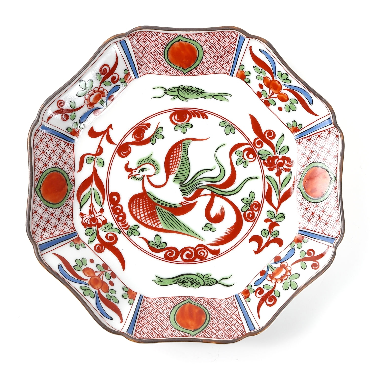 九谷焼】6.5号皿・赤絵鳳凰【九谷洋】｜創亭やぶきたオンライン