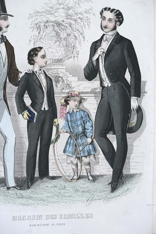 フランスアンティークファッションプレート銅版画19C中期頃 gh-270の