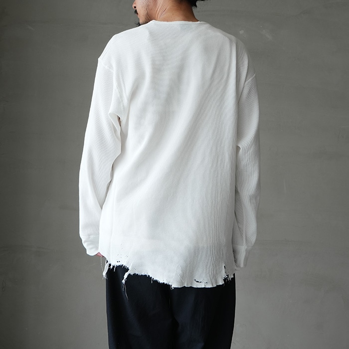 anc-ct134) / ANCELLM (アンセルム) / DAMAGE WAFFLE CREW LS T-SHIRT