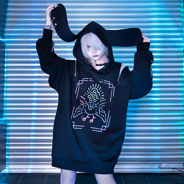 麻雀うさ耳パーカー【BLUE PURPLE】｜LISTEN FLAVOR(リッスン