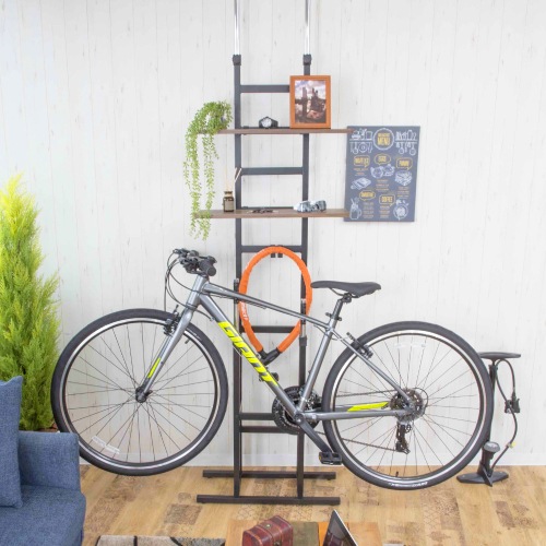 サイクルスタンド 棚板付き 壁面収納 突っ張りラック BSSH-821（商品
