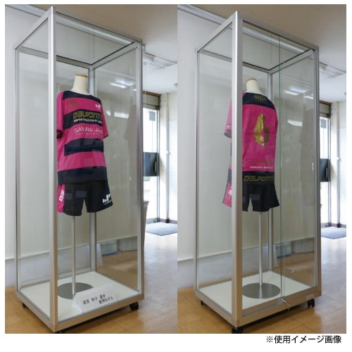 マネキンケース 幅750×奥行600×高さ1950mm プッシュ錠付き キャスター