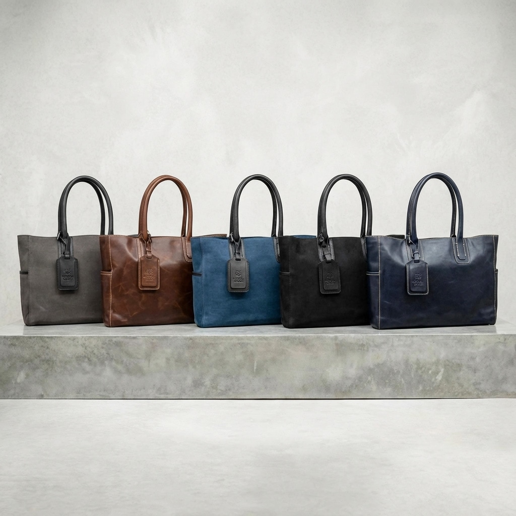 レザートートバッグメンズ 本革 鞄 ネイビー紺 ビジネス CROSBY-II