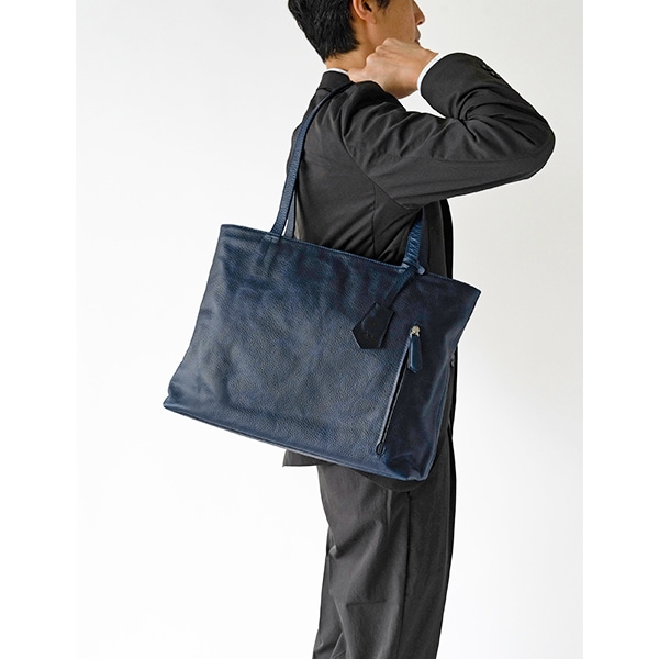 レザートートバッグメンズ 本革 ビジネス 鞄 通勤 スーツ LONDON NAVY