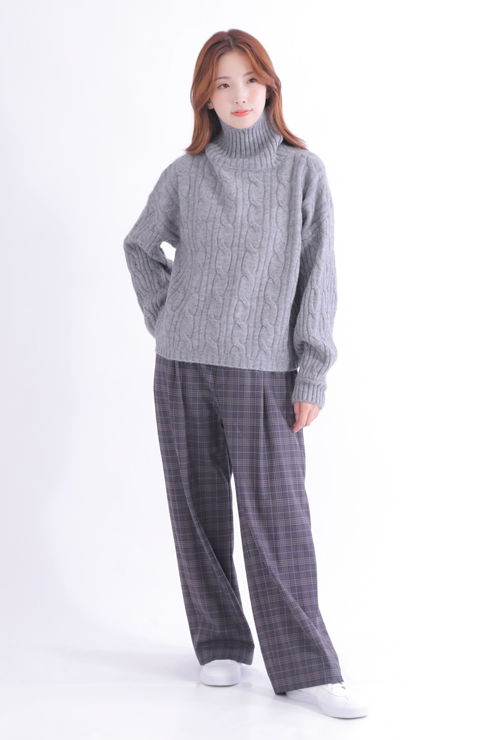 ケーブルニット風]タートルネックセーター | きれいめかわいいSサイズ