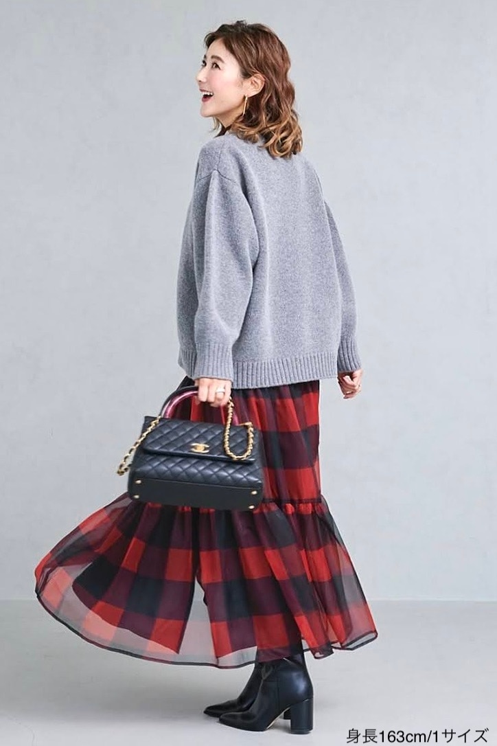 ブロックチェックオーガンジースカート | BOTTOMS | OBLI