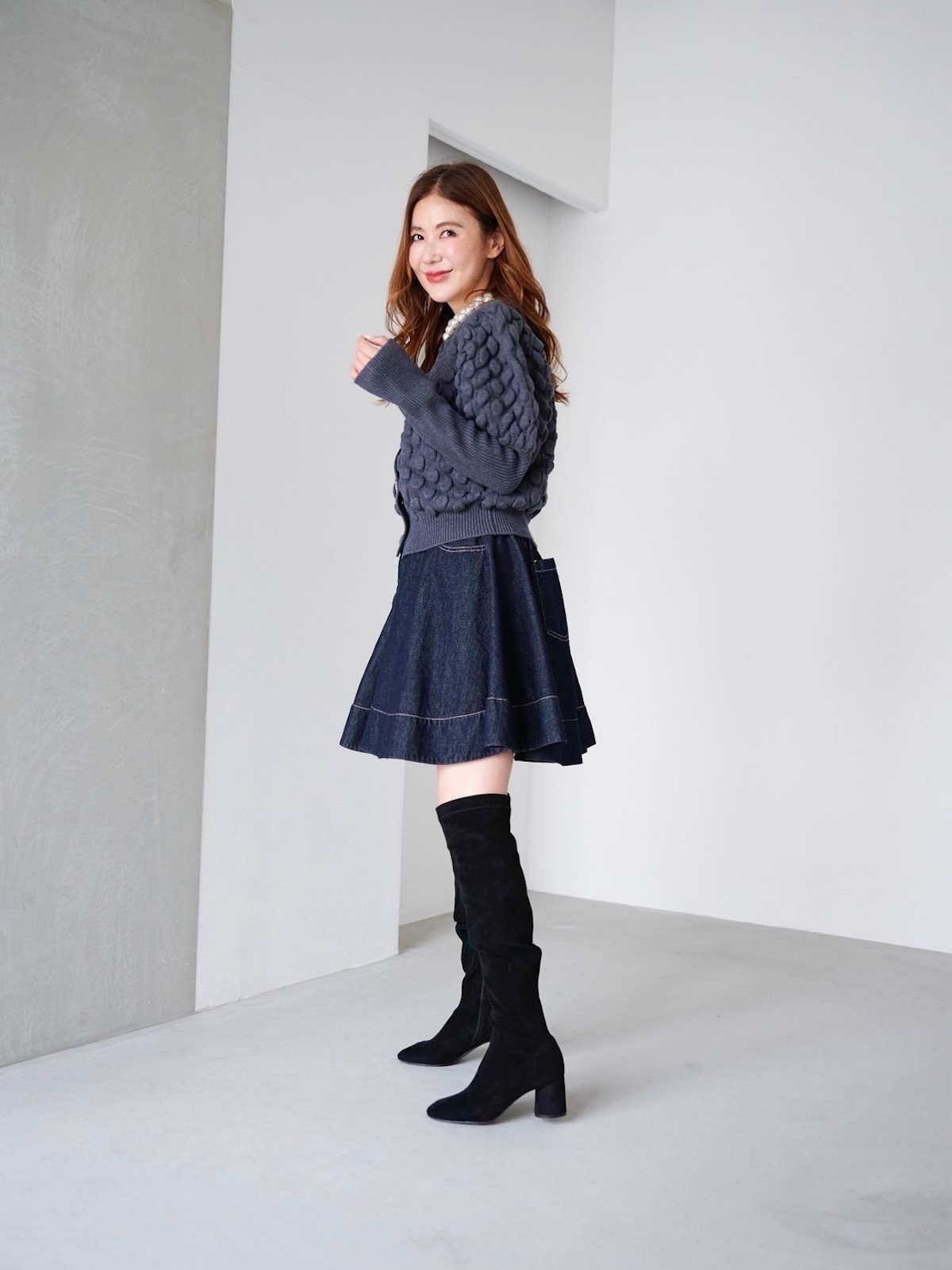 パールカーディガン/グレー | TOPS | OBLI