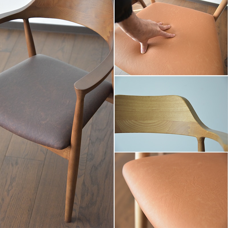 ダイニングチェア 1脚 座面 PVC 合成皮 合皮 ナチュラル ブラウン 木製