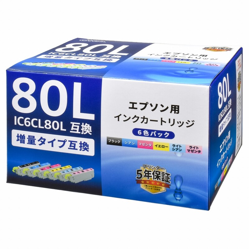 エプソン互換インク IC6CL80L 6色入｜INK-E80LB-6P 01-4144｜通販なら