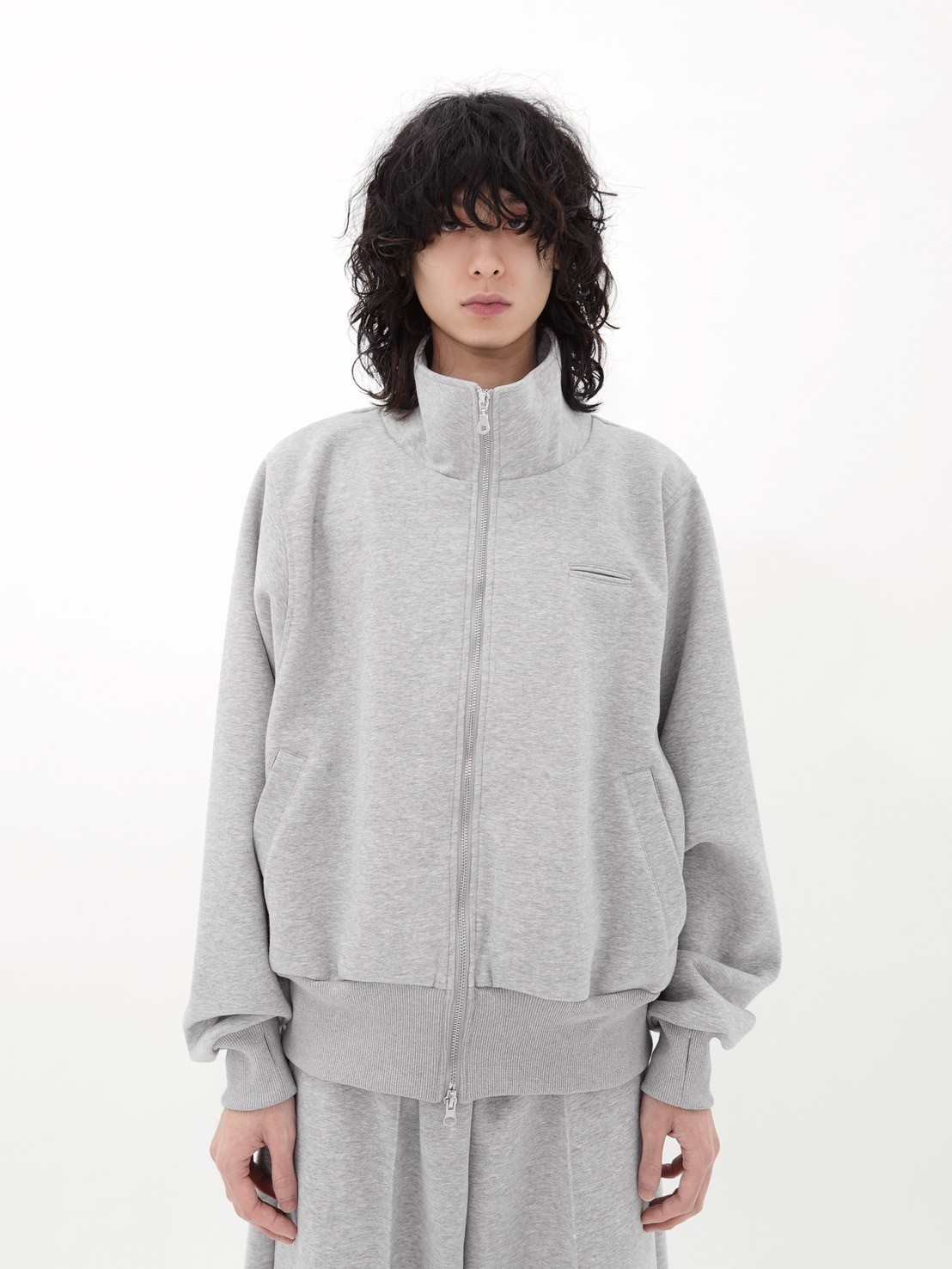 CS】Bonding high-neck zip jacket (gray) | OUR BRAND,Chikashitsu +
