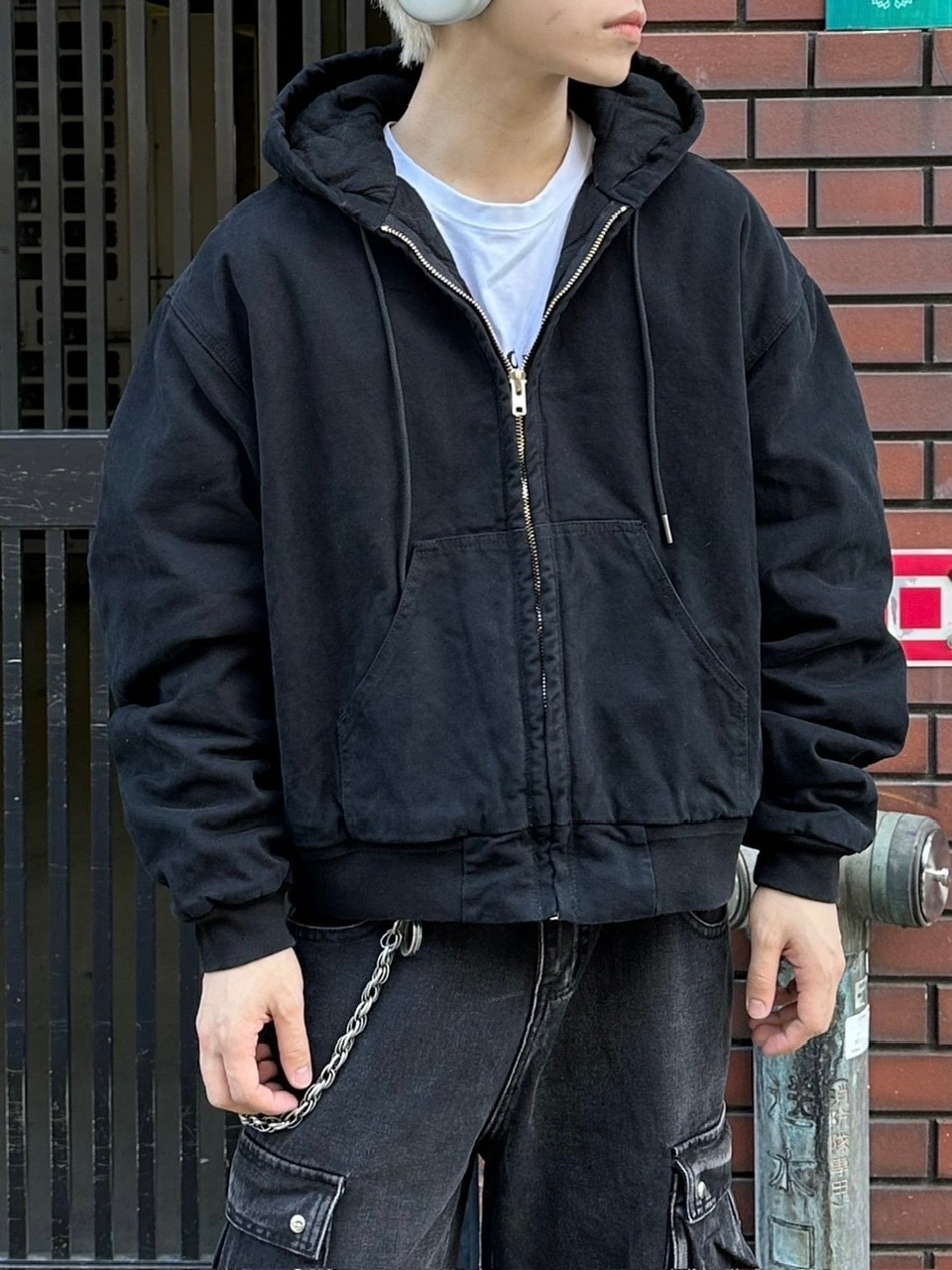 受注制【Chikashitsu +】cropped hooded work blouson (2color