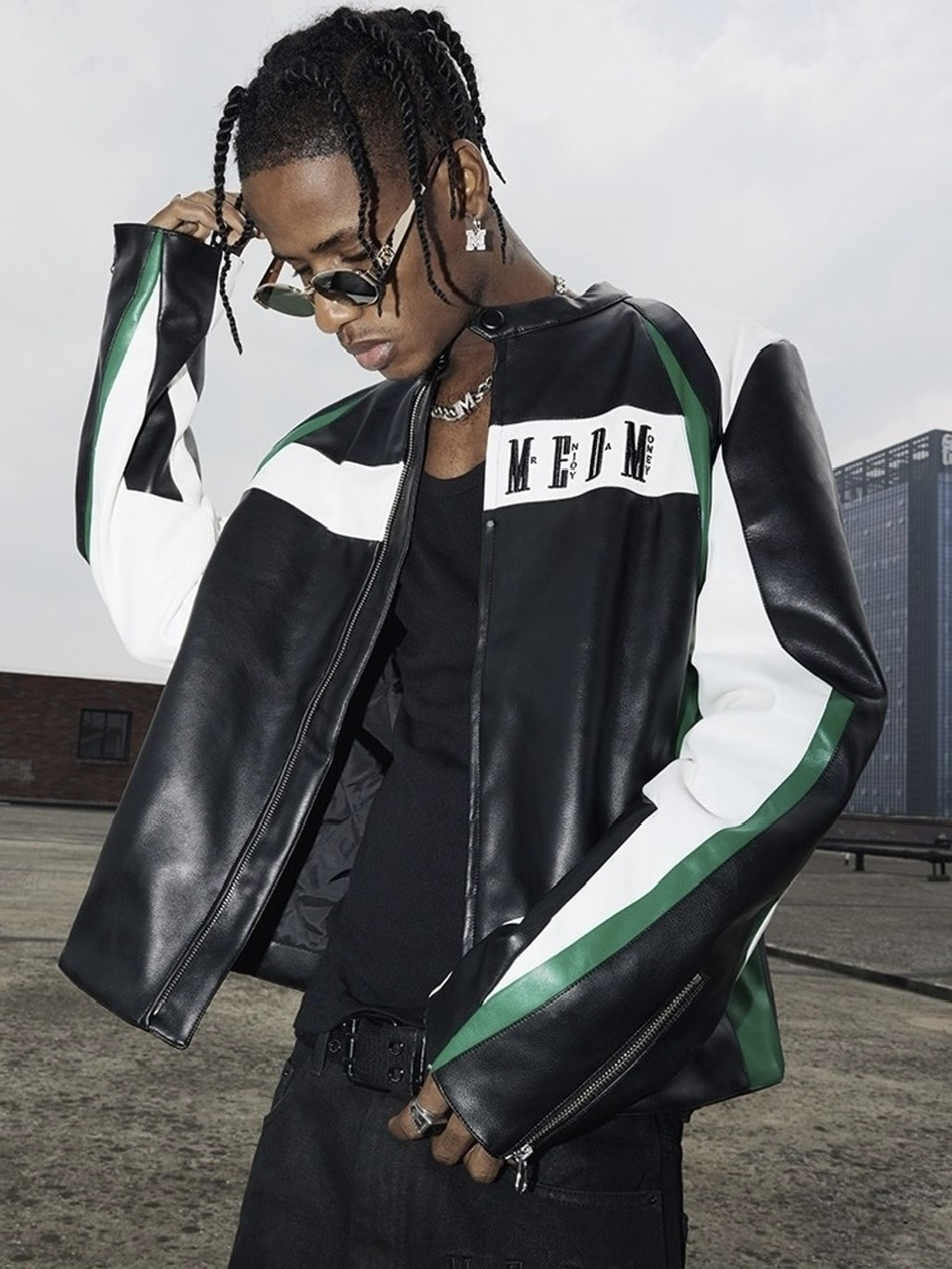 MR. ENJOY DA MONEY】COLOR BLOCKED LEATHER JACKET | OUR BRAND,MR