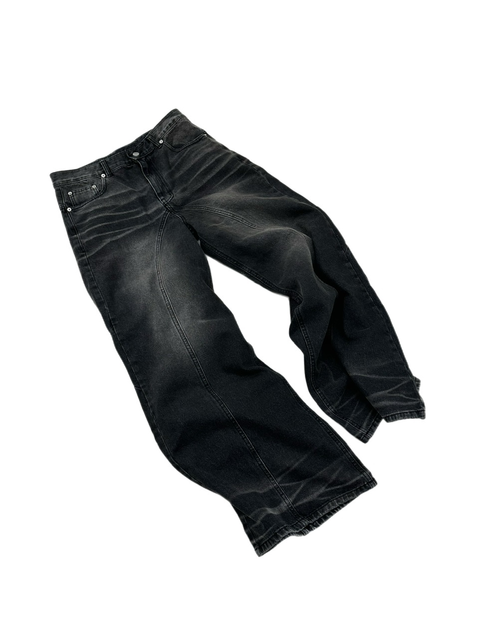 大阪店WEB限定受注制【Chikashitsu +】back snap wide flare denim