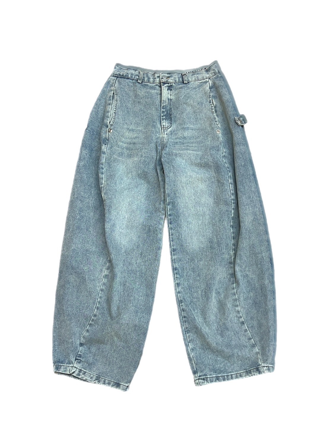 受注制【Chikashitsu +】side snap balloon denim pants (2color