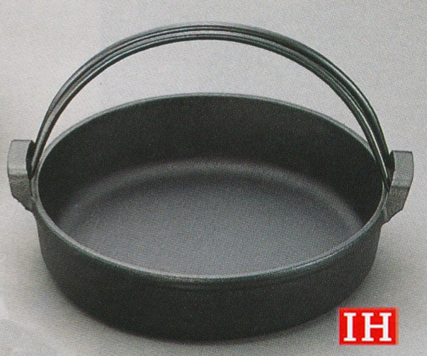 本場盛岡南部鉄器 岩鋳 IH対応南部ツル付すき焼き鍋20cm 品番:20037