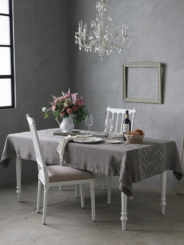 Arte Pura テーブルクロス ELEGANT センターレース ダークグレー