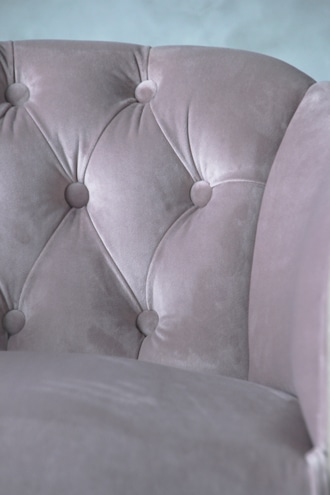 ClassicソファチェアSarahラフナチュラル&ピンクベルベット- サラグレース-