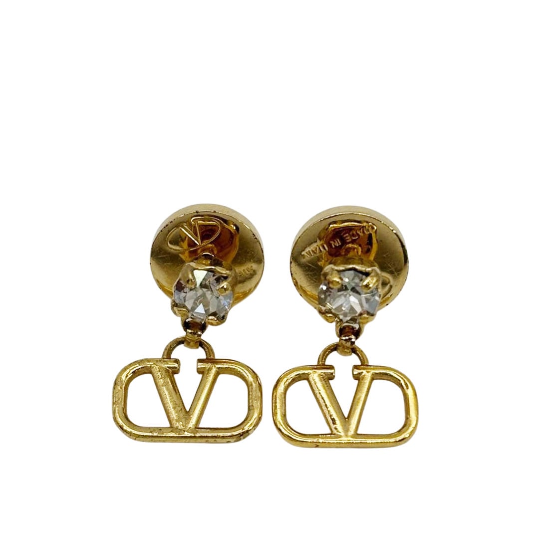 VALENTINO ヴァレンティノ Vロゴ シグネチャー ピアス ラインストーン