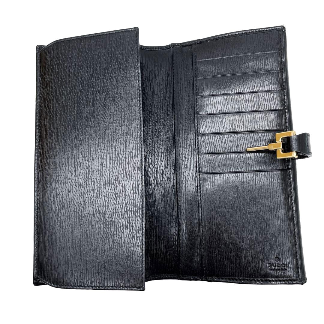 GUCCI グッチ ジャッキー Wホック 二つ折り長財布 レザー ブラック