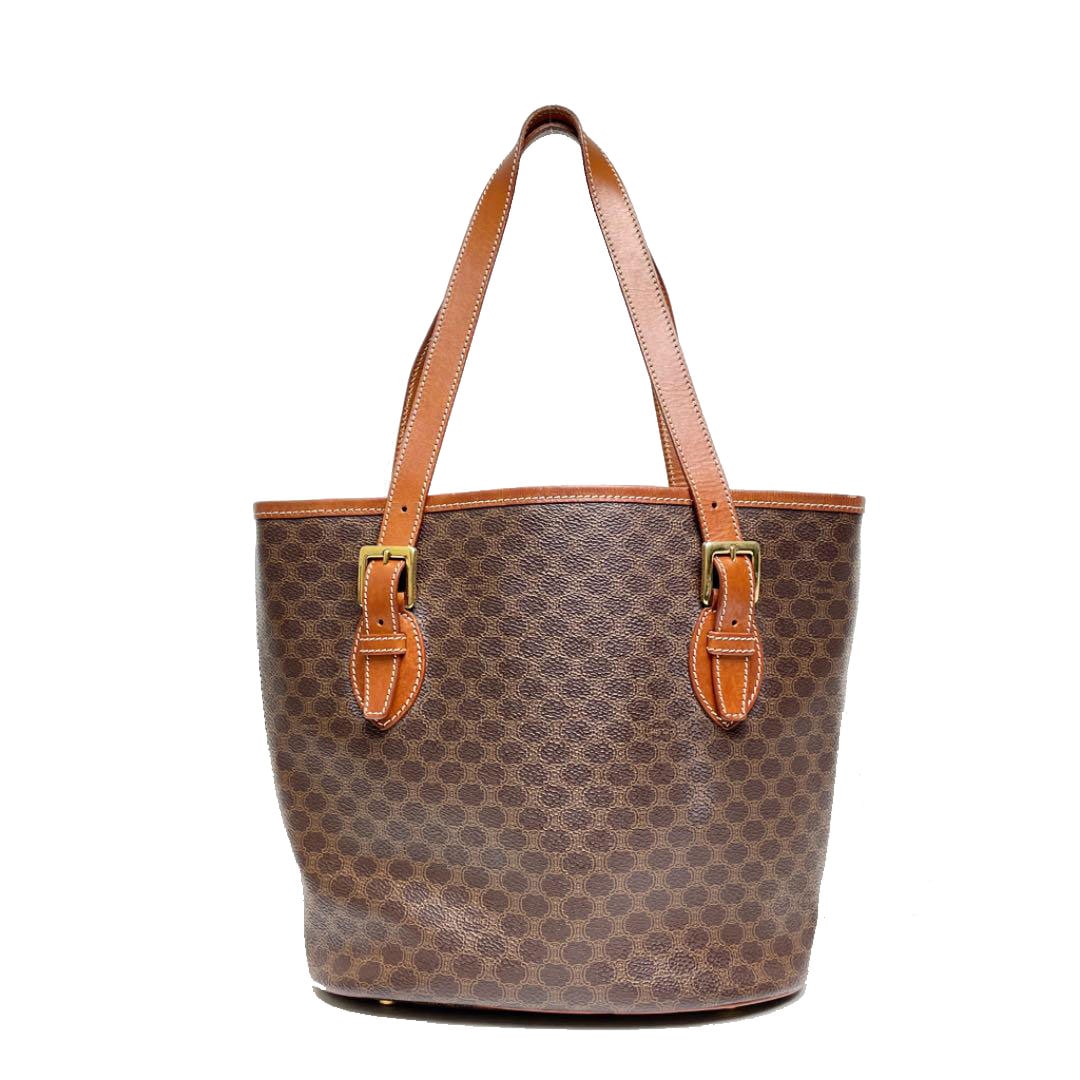 CELINE セリーヌ トートバッグ マカダム柄 PVC レザー ブラウン