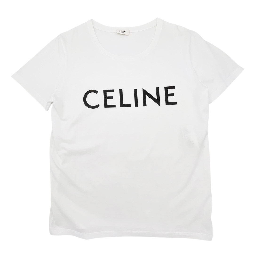 CELINE セリーヌ ロゴTシャツ コットン S ホワイト ブラック 2X314916G
