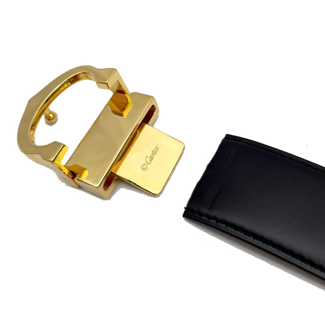 Cartier カルティエ Cバックル ベルト リバーシブル レザー ブラック