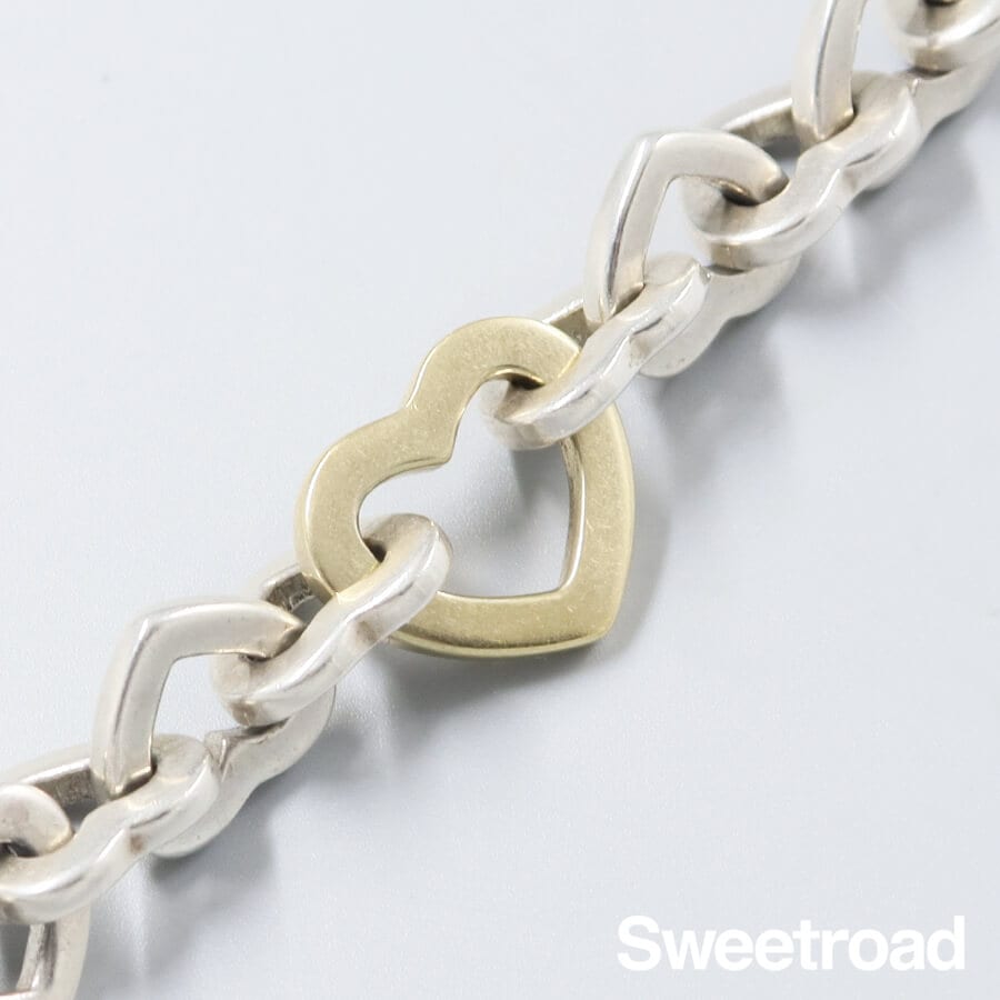 ティファニー ハートリンクブレスレット 18KYG・925シルバー w