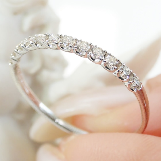 大特価】【K10/K18】 YG/PG/WG ダイヤモンド エタニティ リング【0.20ct】