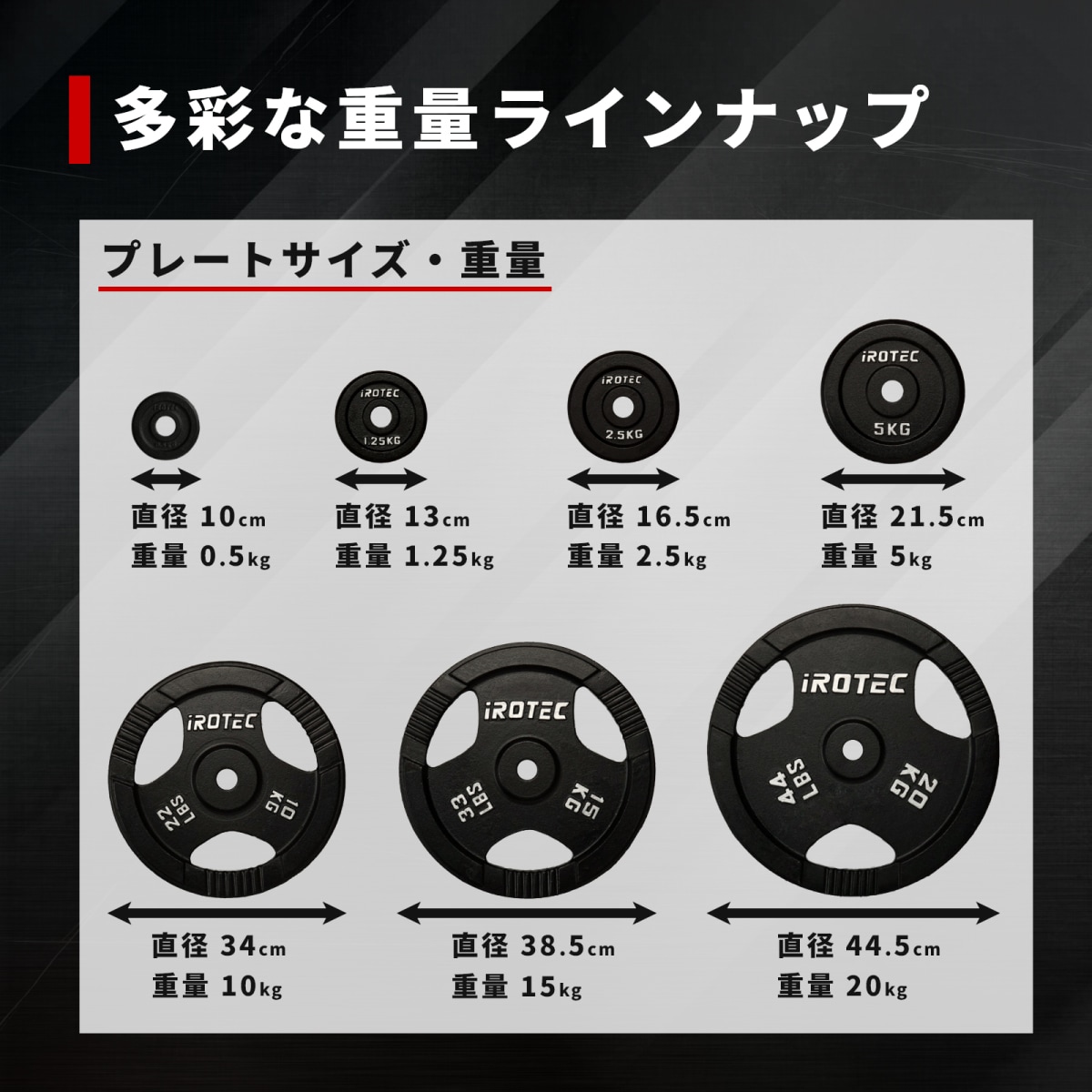 アイアンプレート15kg(1枚)【穴径29mm】 IROTEC (アイロテック)