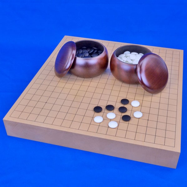 囲碁セット 新桂2寸ハギ卓上碁盤セット(ガラス碁石梅・プラ銘木大