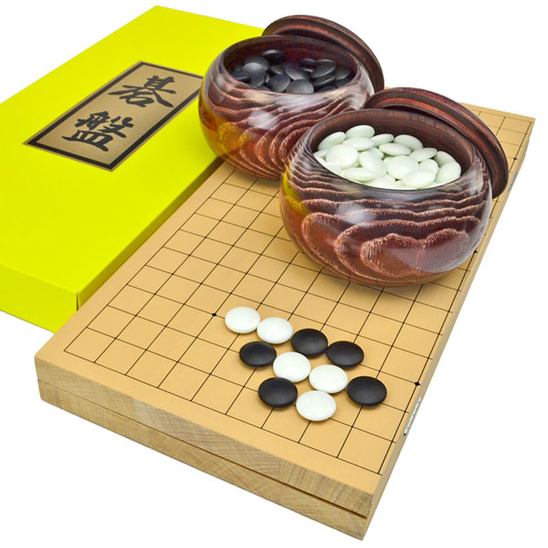 囲碁セット 新桂7号折碁盤セット(ガラス碁石竹・栗碁笥特大) | 折碁盤