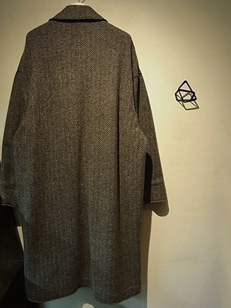 YOKE（ヨーク） ダブルジャガードニット バルカラーコート ブラック