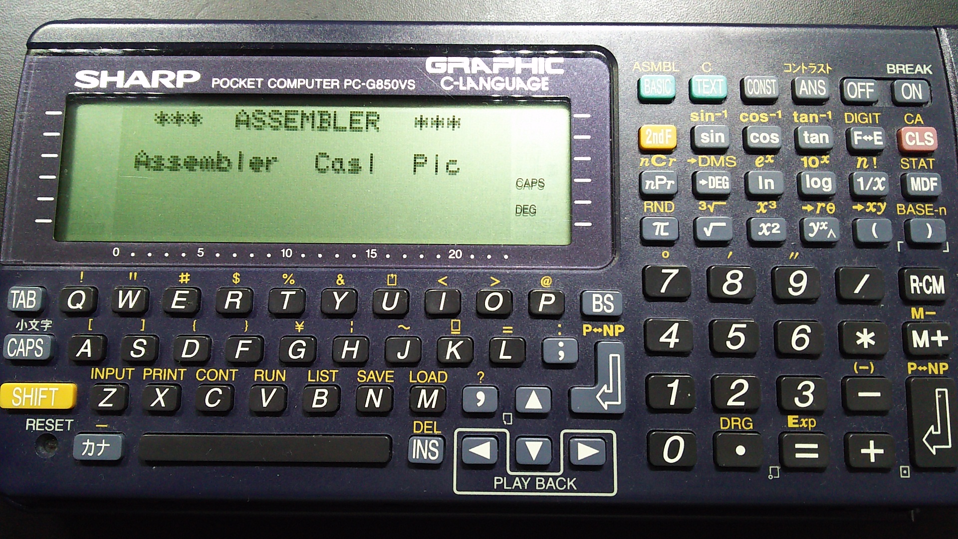 ポケットコンピューター(PC-G850VS)でアセンブラを体験してみる