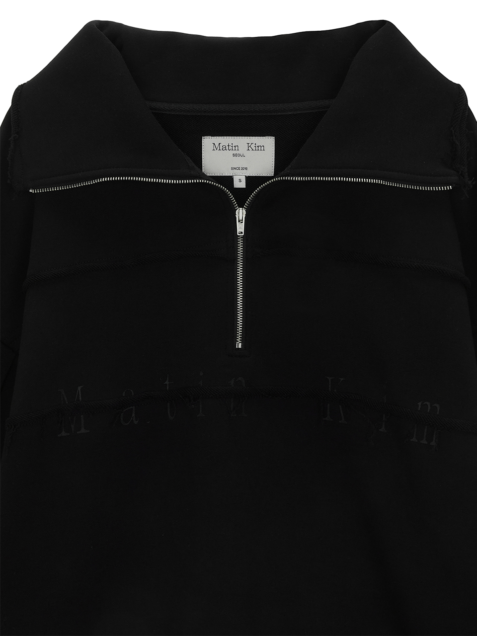 CUTTED LOGO HALF ZIP SWEATSHIRT IN BLACK – Matin Kim