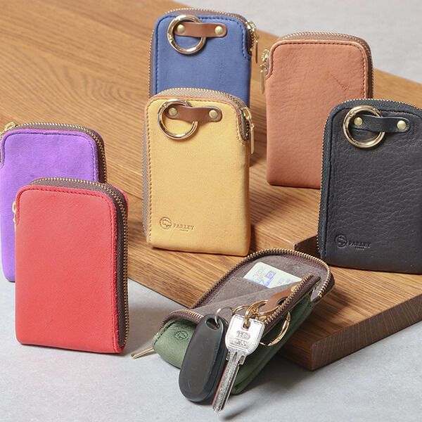 パーリィー カードも入るポケット付きL字スマートキーケース parley