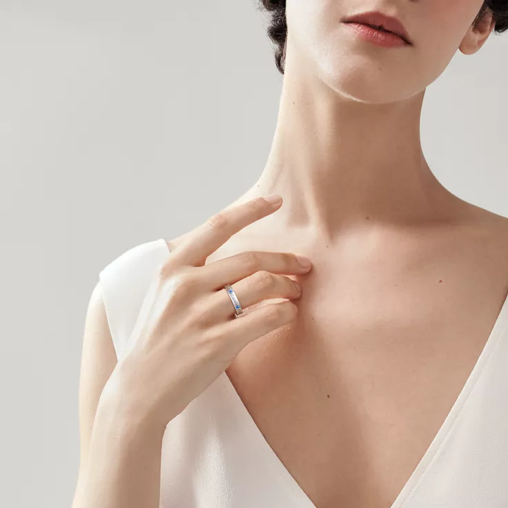 Tiffany 1837®:Ring in Silver with Sapphires, Narrow | Tiffany & Co. US