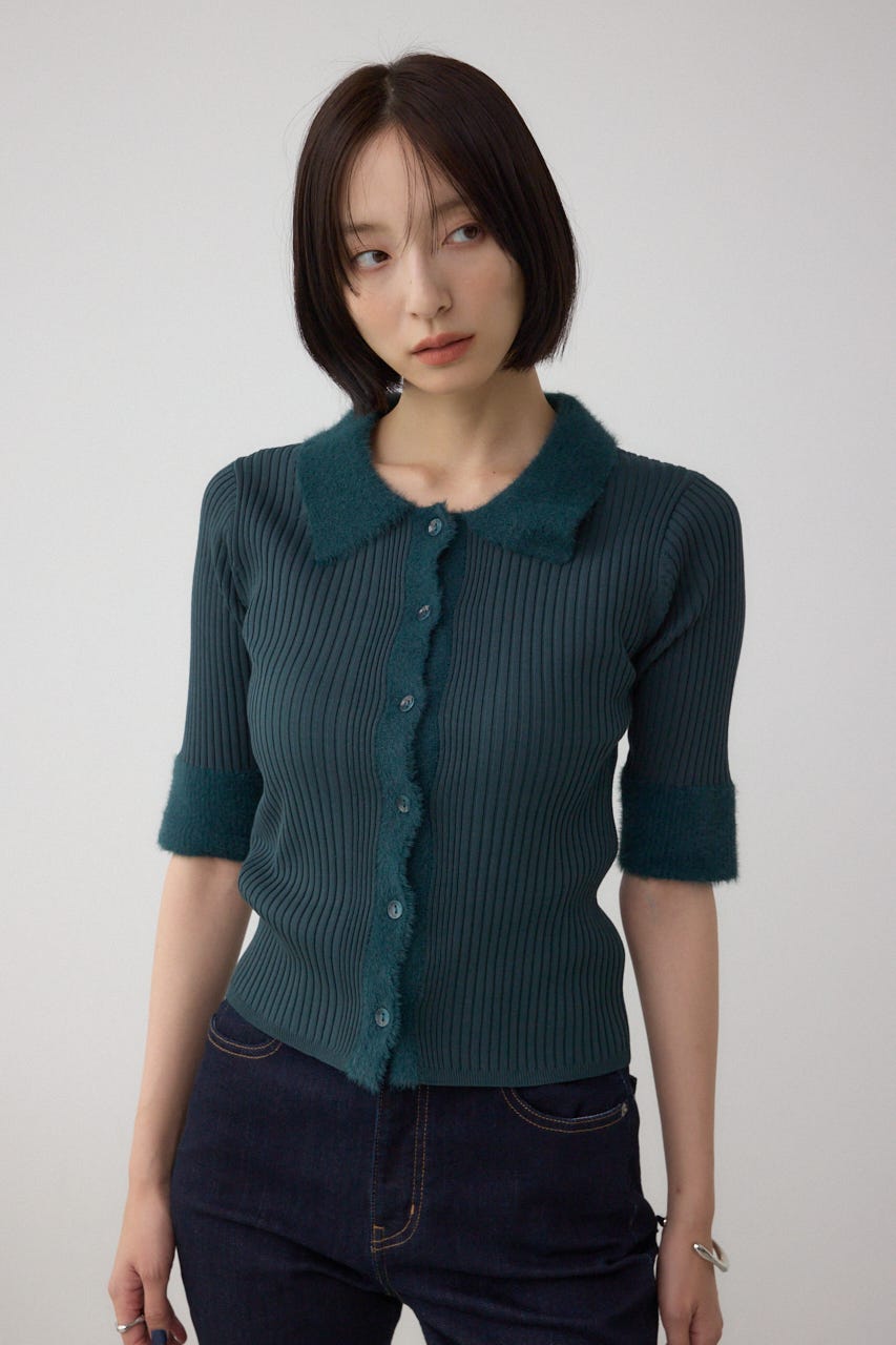 AZUL BY MOUSSY | シャギーコンビポロニットトップス (ニット ) |SHEL