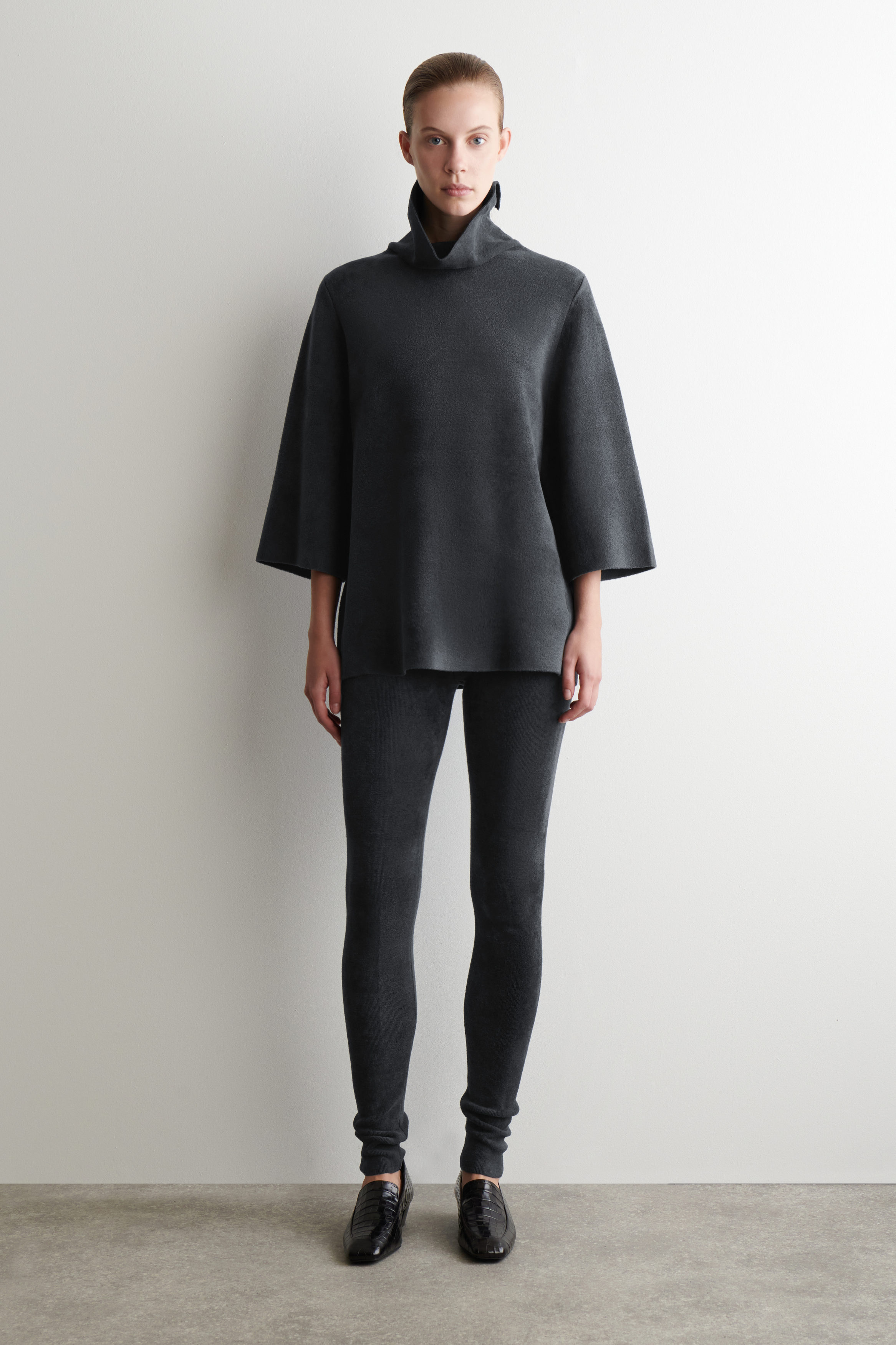 CHENILLE-KNIT MOCK-NECK SWEATER - STEEL | COS US