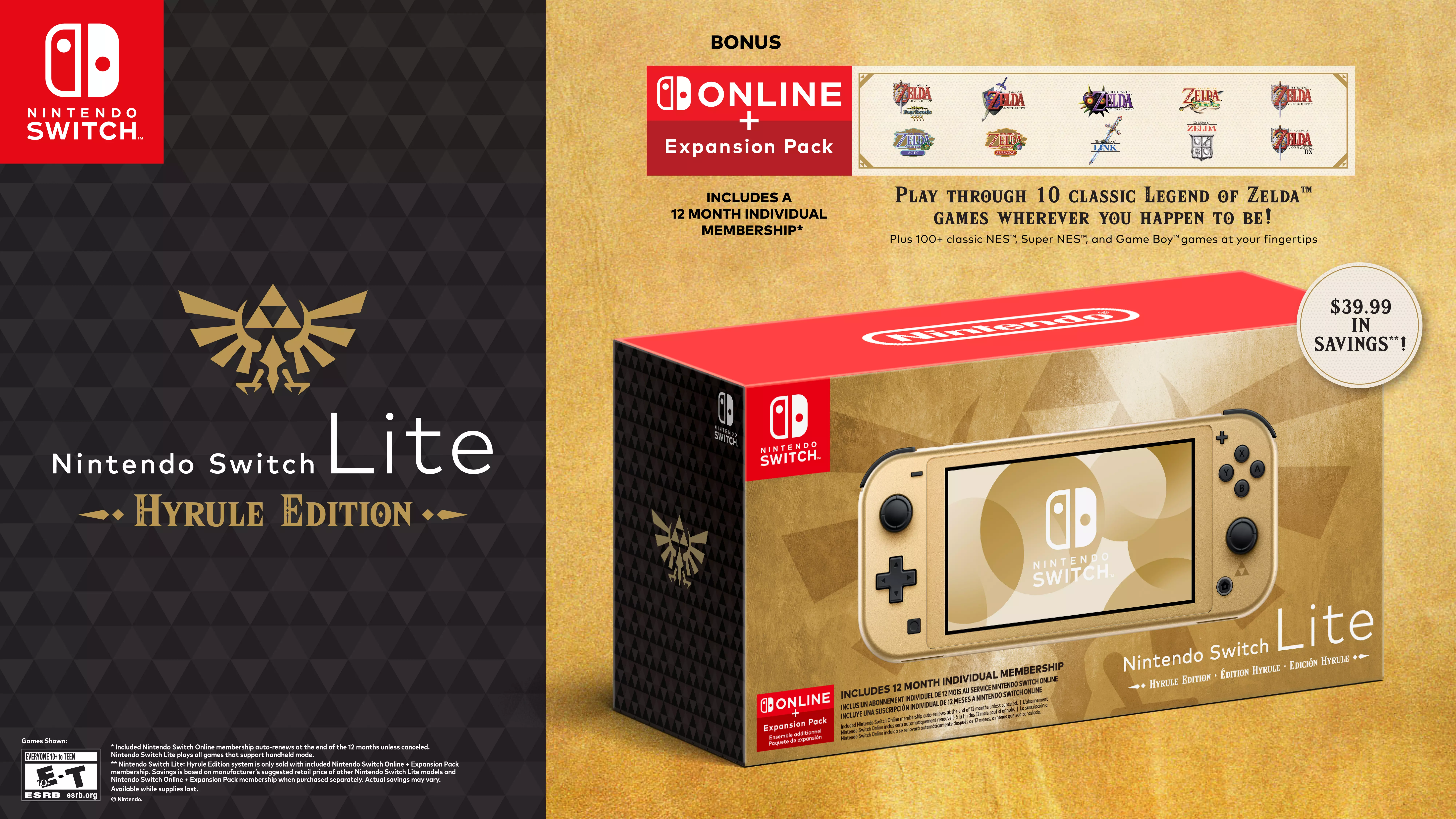 Nintendo Switch Lite: Hyrule Edition with Bonus Nintendo Switch