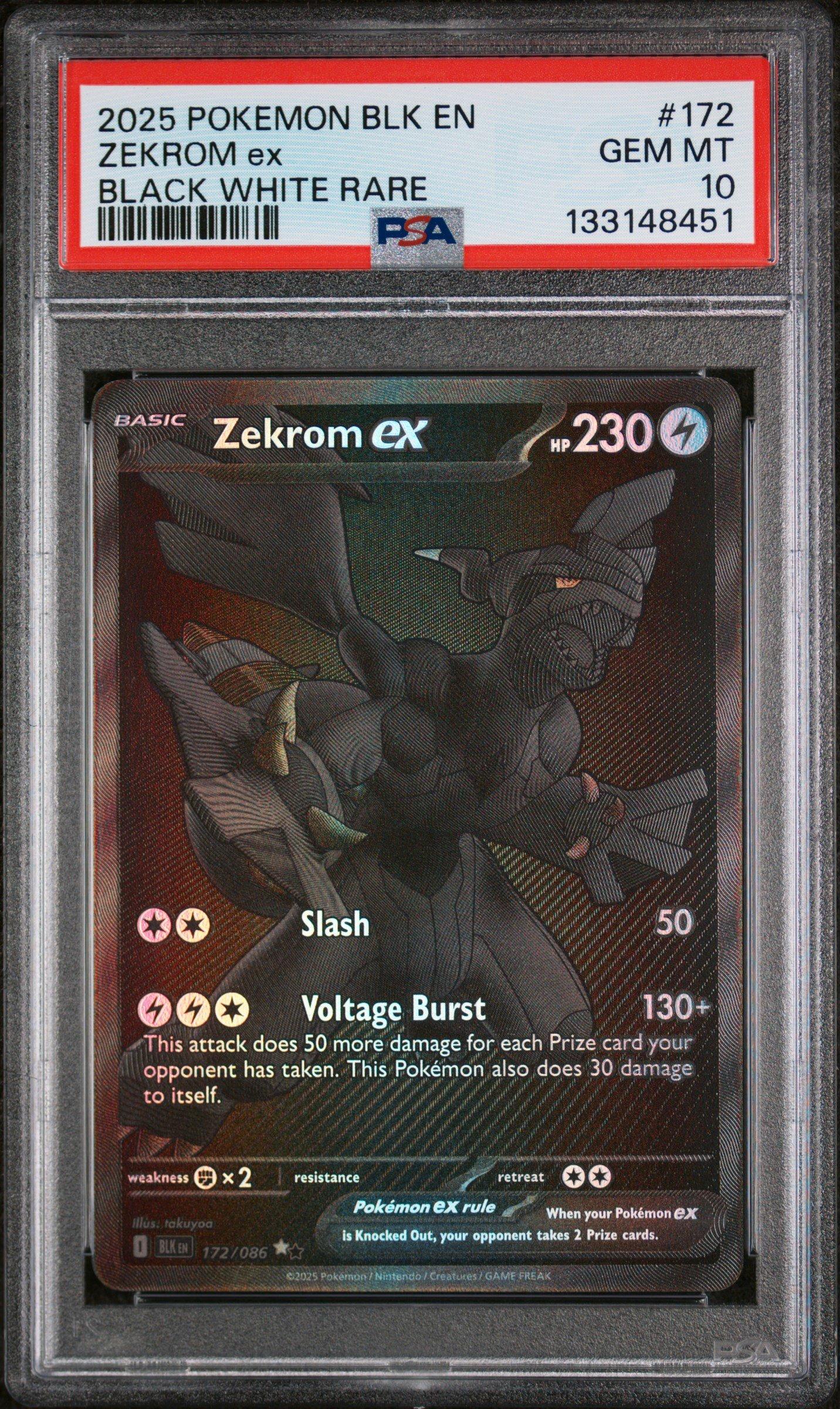 2025 Pokemon Blk En-black Bolt 172 Zekrom Ex Black White Rare PSA