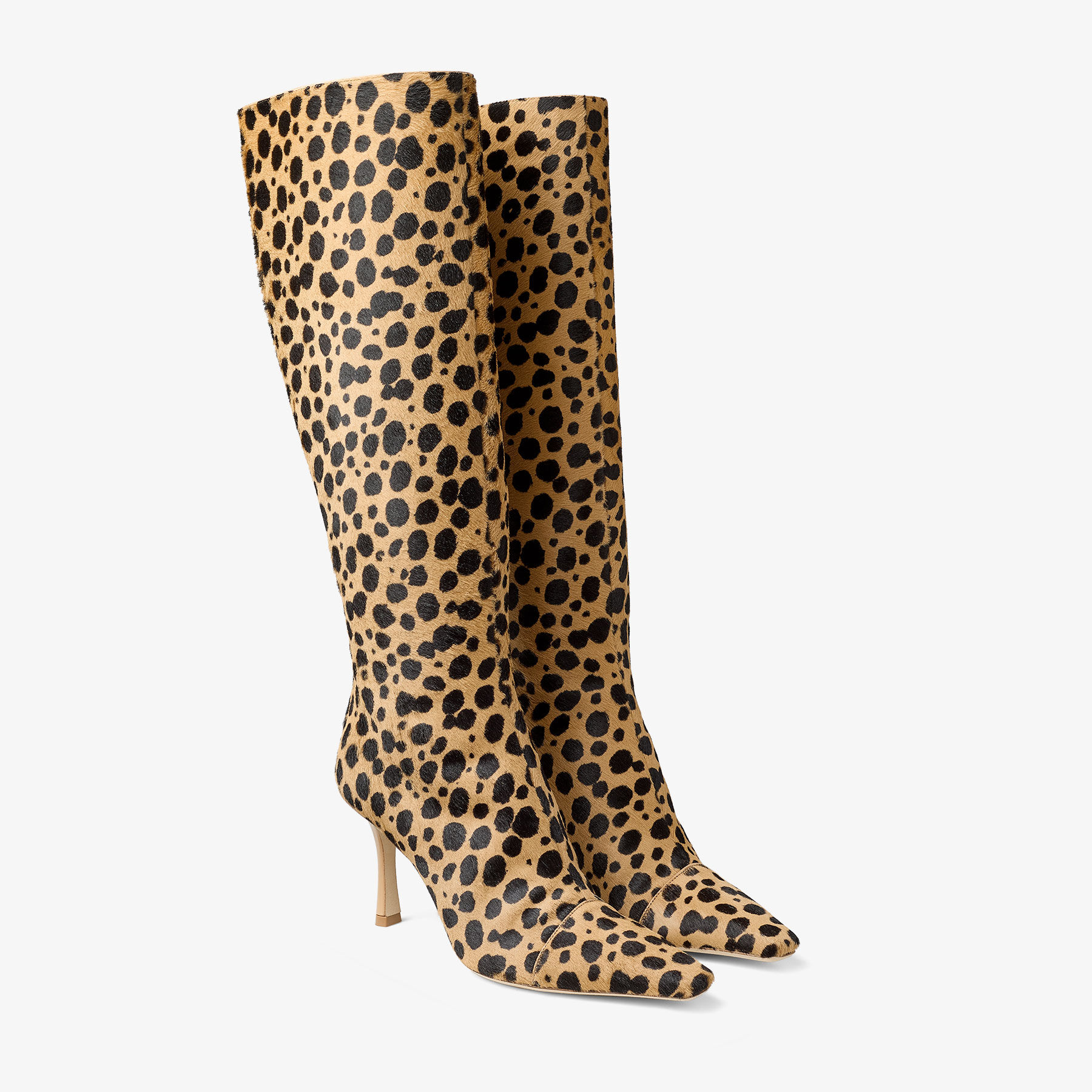 Gloria Knee High Boot 85 | Natural Cheetah Print Pony Leather Knee