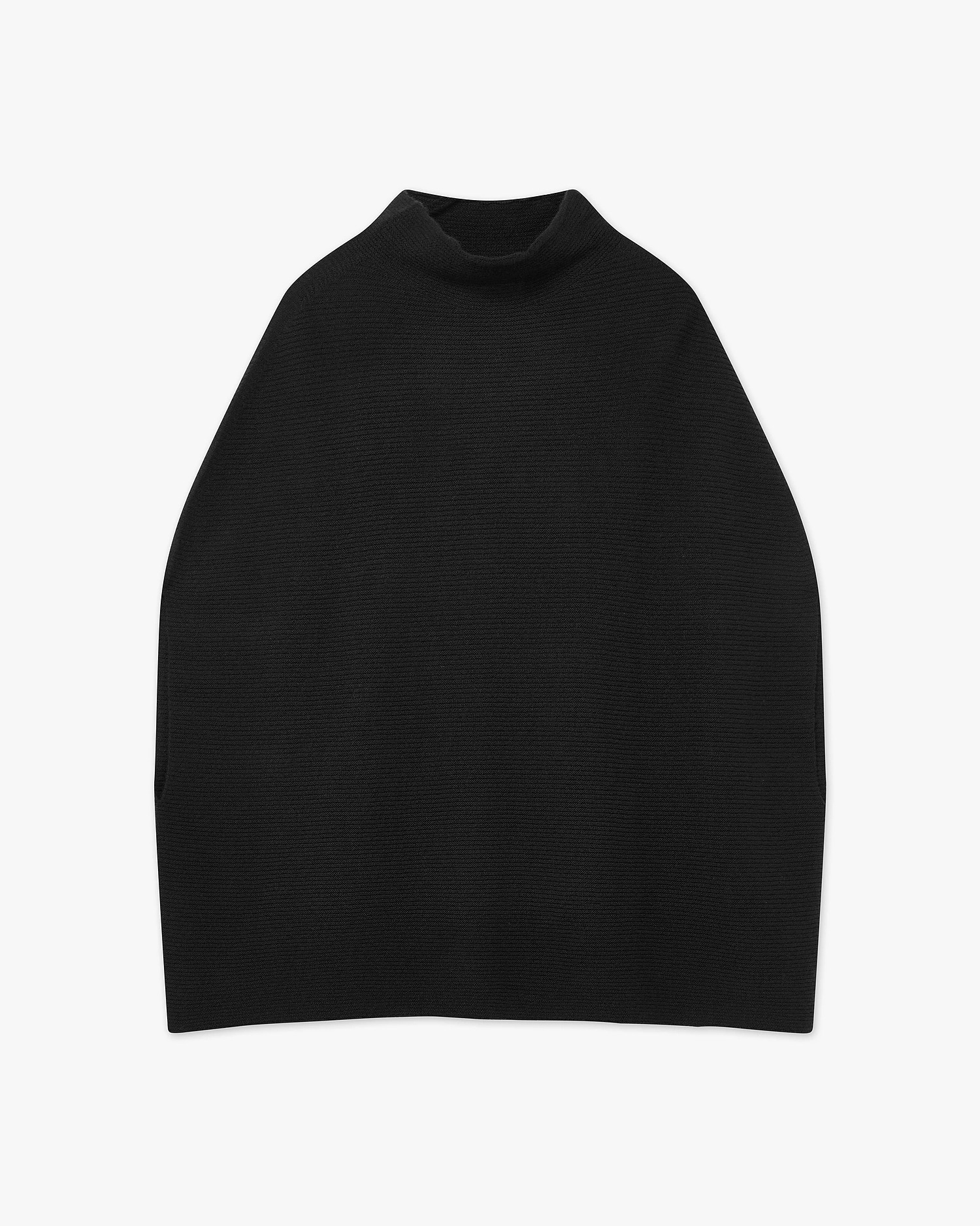 Cashmere Mock Neck Cape Poncho - Black | MaisonCashmere