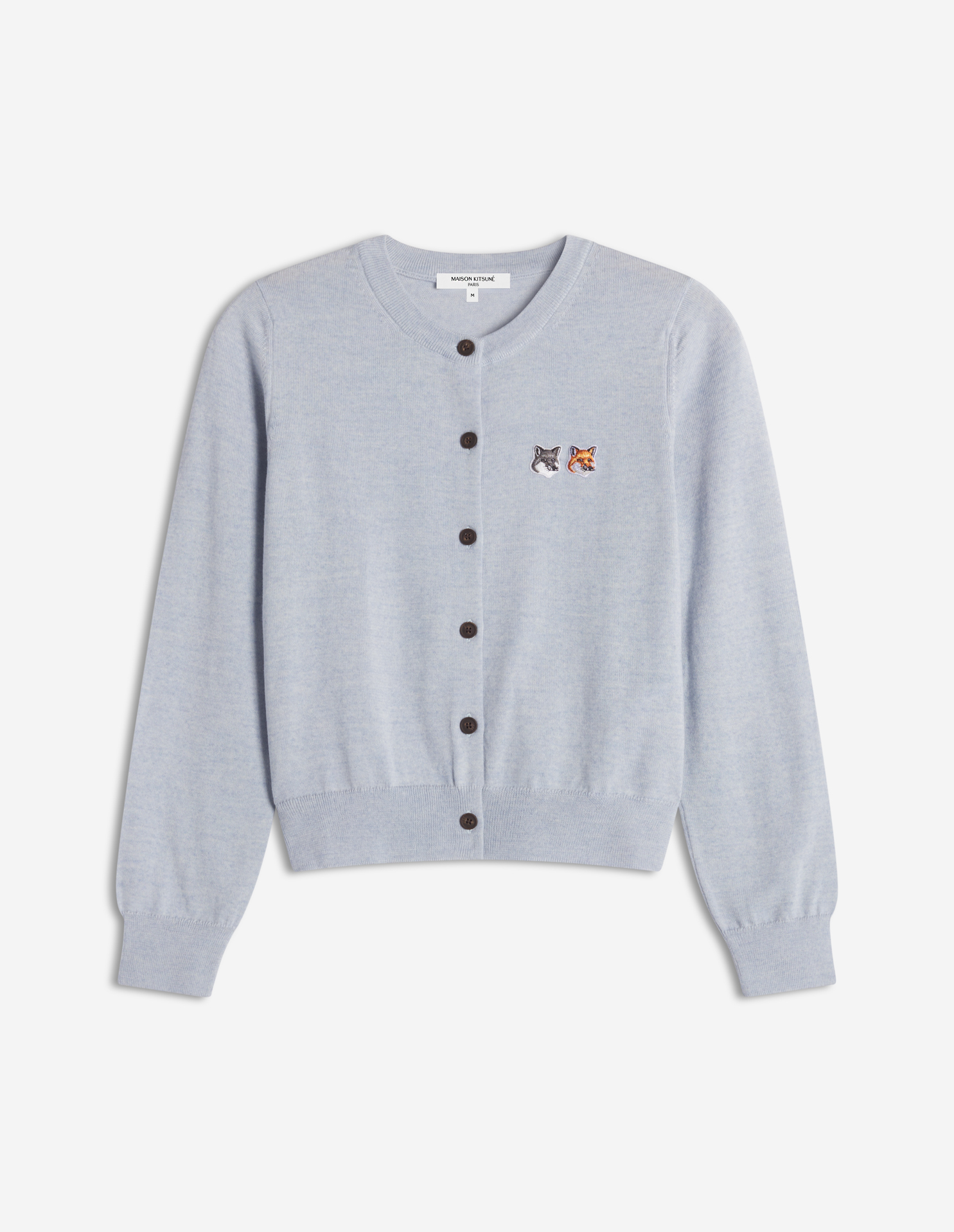DOUBLE FOX HEAD MERINO REGULAR CARDIGAN | Maison Kitsuné