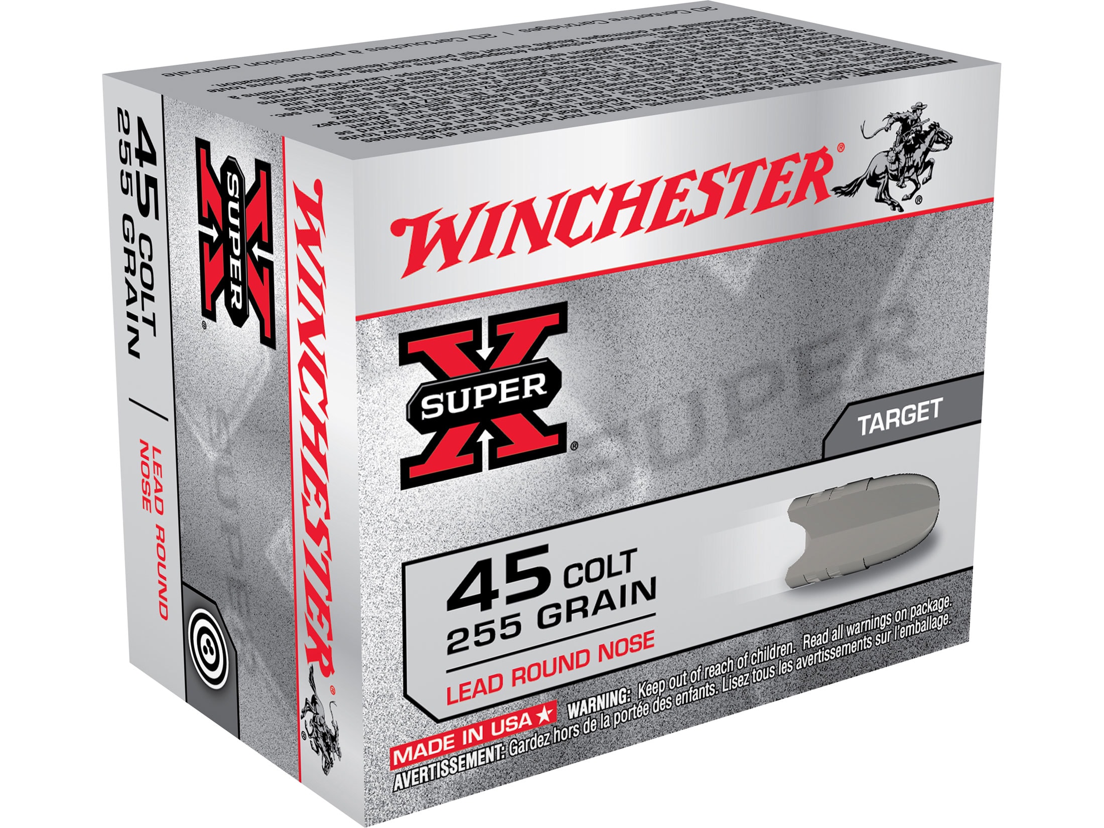 Winchester Super X 45 Colt (Long Colt) Ammo 255 Grain Round Nose Box
