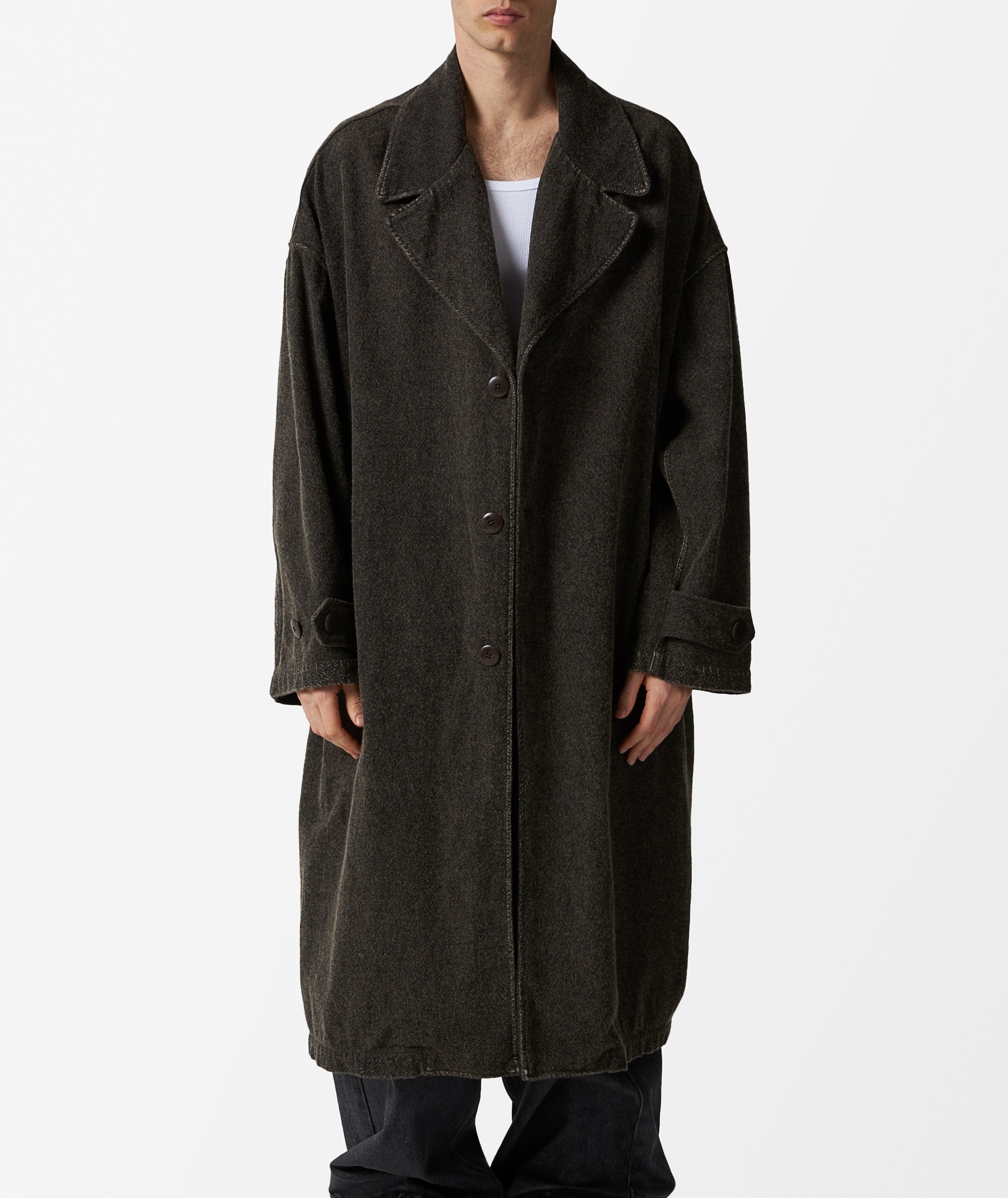KAPITAL Twill Aging Wool Cavalier Coat in Gray | SVD USA